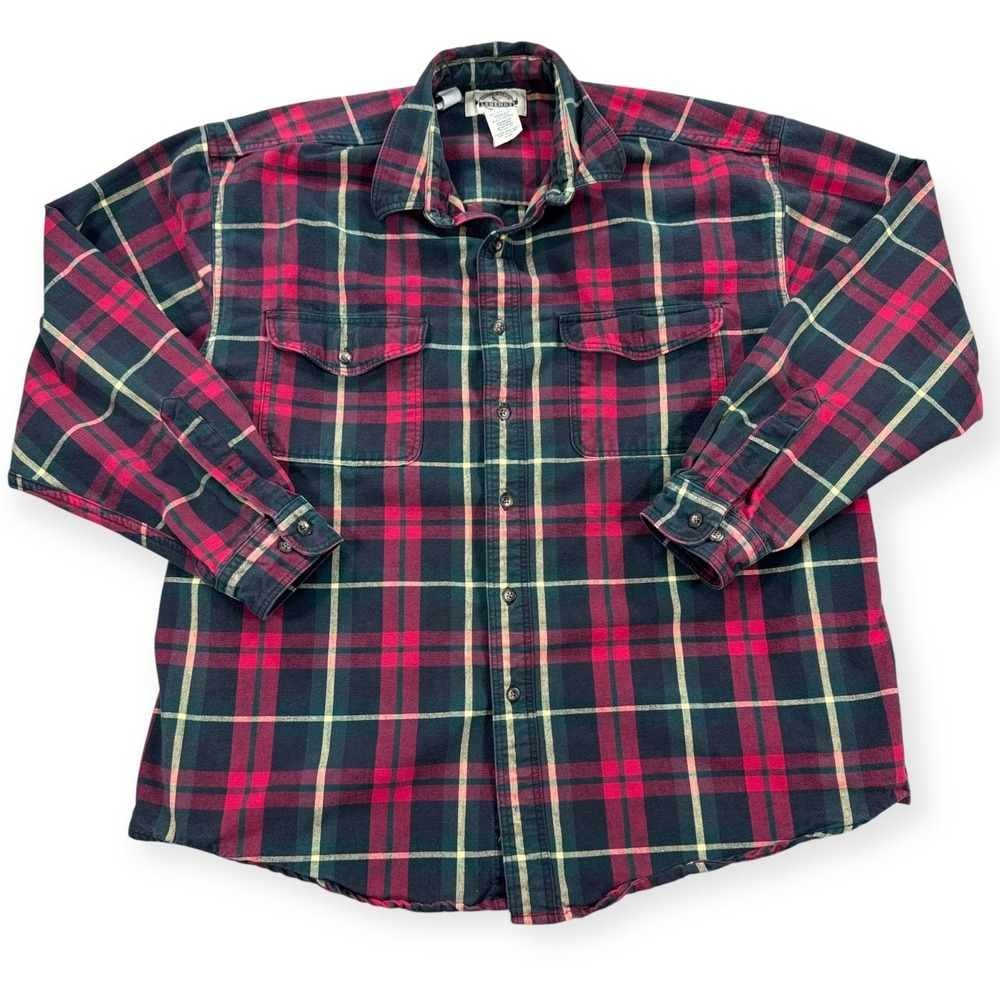 Vintage Eddie Bauer‎ Shirt Men's XL Plaid Flannel Long Sleeve Button Up Outdoor